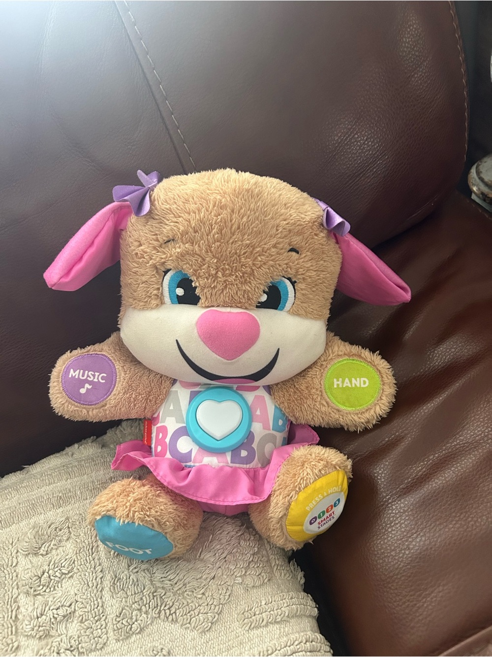 Fisher-Price Plush Learning Puppy - Pink, Tan, Blue